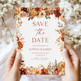 Elegante Rustieke Herfst Bloemige Bruiloft Save The Date
