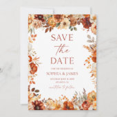 Elegante Rustieke Herfst Bloemige Bruiloft Save The Date (Voorkant)