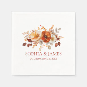 Elegante Rustieke Herfst Bloemige Bruiloft Servet