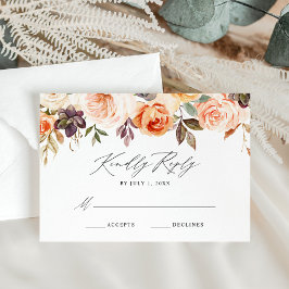 Elegante Rustieke Herfst Bloemige Trouw-Huwelijksr RSVP Kaartje