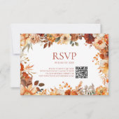Elegante Rustieke Herfst Bloemige Trouw QR Code RSVP Kaartje (Voorkant)