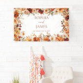 Elegante Rustieke Herfst Bloemige Trouwdag Spandoek (Insitu)