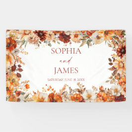 Elegante Rustieke Herfst Bloemige Trouwdag Spandoek