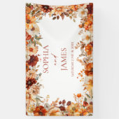Elegante Rustieke Herfst Bloemige Trouwdag Spandoek (Verticaal)