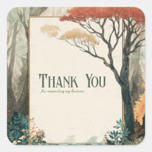 Elegante Rustieke Herfst Boom Gouden Lijst Bos Vierkante Sticker