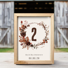 Elegante rustieke herfst bruiloft krans kaart
