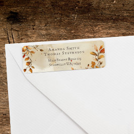 Elegante rustieke herfst bruiloft retour adres etiket