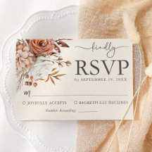Elegante Rustieke Herfst Bruiloft RSVP Kaart