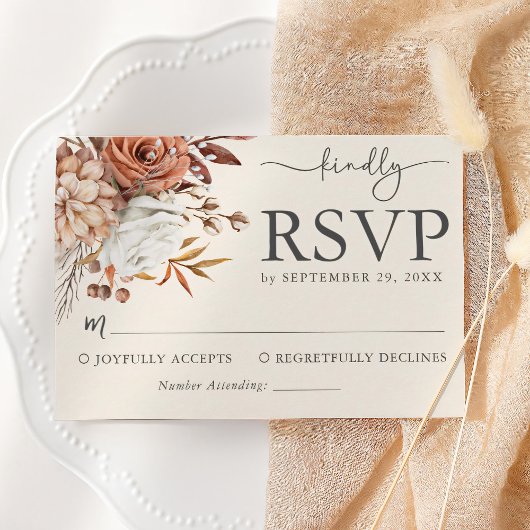 Elegante Rustieke Herfst Bruiloft RSVP Kaart