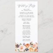 Elegante rustieke Herfst Floral bruiloft ceremonie Programmakaart (Achterkant)