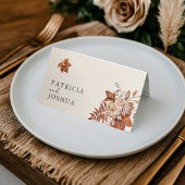 Elegante rustieke herfst gevouwen bruiloft plaats  plaatskaartje