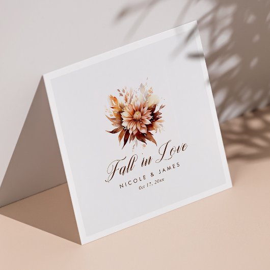 Elegante rustieke Herfst in liefde kalligrafie bru Servet