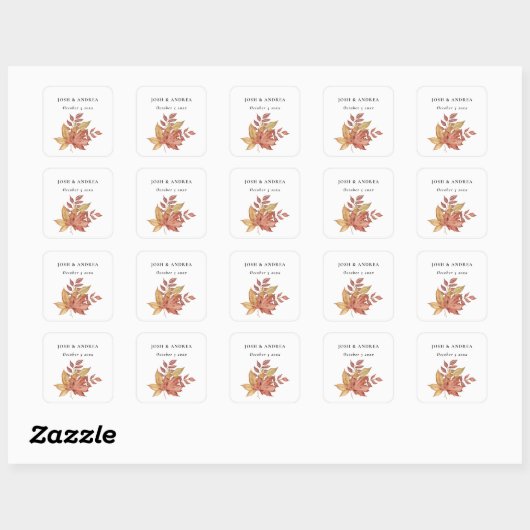 Elegante rustieke herfst laat eenvoudige typografi vierkante sticker (Vel)