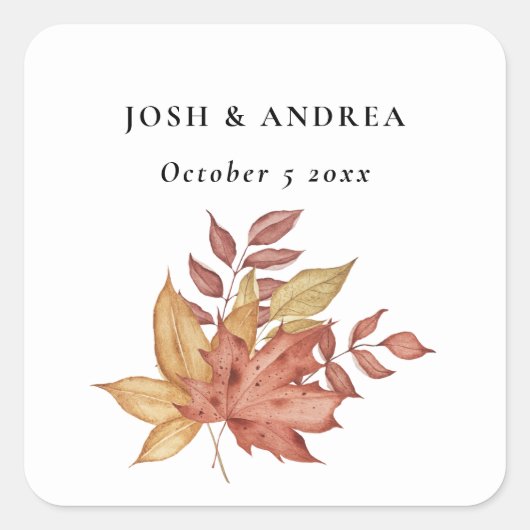 Elegante rustieke herfst laat eenvoudige typografi vierkante sticker (Voorkant)