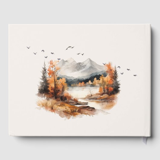 Elegante rustieke herfst landschap bruiloft gastenboek (Achterkant)