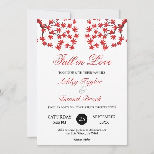 Elegante rustieke Herfst rode bladeren Boho herfst Kaart (Voorkant)