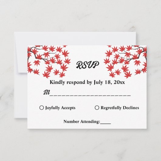 Elegante rustieke Herfst rode bladeren Boho herfst RSVP Kaartje (Voorkant)