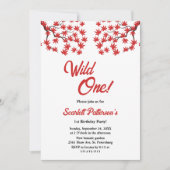 Elegante rustieke Herfst rood laat Boho 1e verjaar Kaart (Voorkant)