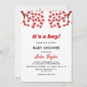 Elegante rustieke Herfst rood verlaat Boho Baby sh Kaart (Voorkant)