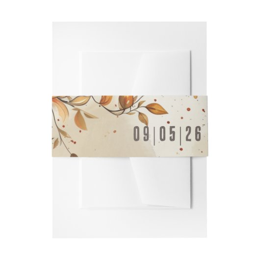 Elegante rustieke herfstbladeren bruiloft uitnodigingen wikkel (Voorkant Voorbeeld)