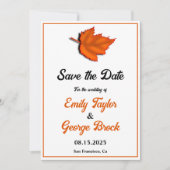 Elegante Rustieke Herfstbladeren Chic Bruiloft Save The Date (Voorkant)