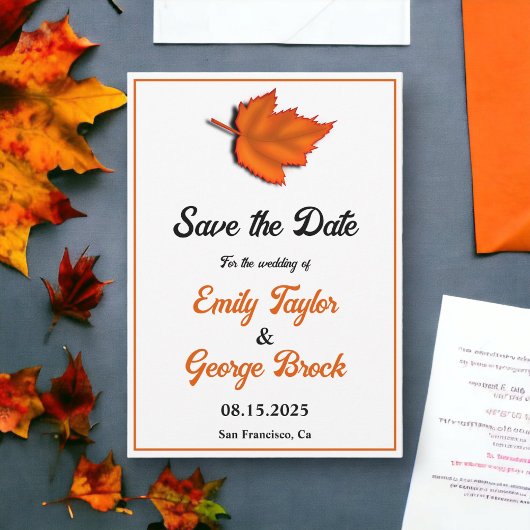 Elegante Rustieke Herfstbladeren Chic Bruiloft Save The Date