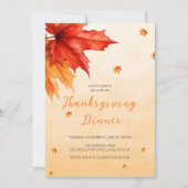 Elegante rustieke herfstbladeren Thanksgiving dine Kaart (Voorkant)