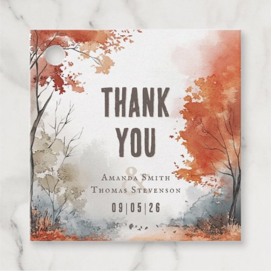 Elegante rustieke herfstbruiloft bedankjes labels (Voorkant)