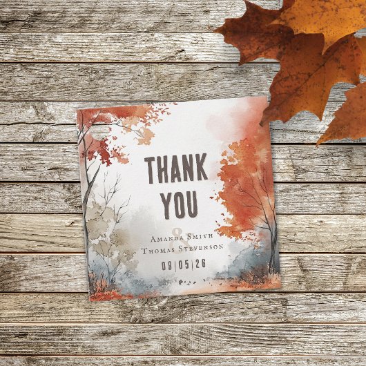 Elegante rustieke herfstbruiloft bedankjes labels