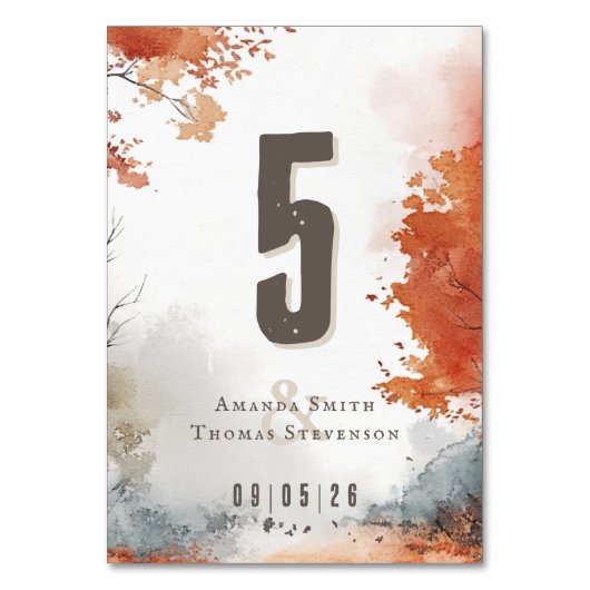 Elegante rustieke herfstbruiloft kaart (Voorkant)