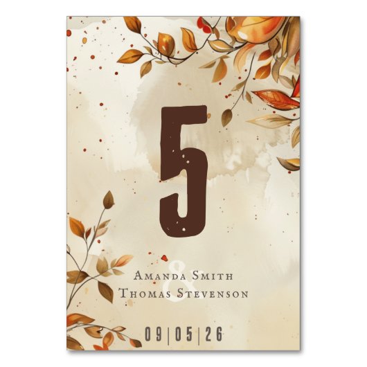 Elegante rustieke herfstbruiloft kaart (Achterkant)