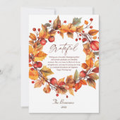 Elegante rustieke herfstkrans Thanksgiving Feestdagenkaart (Voorkant)