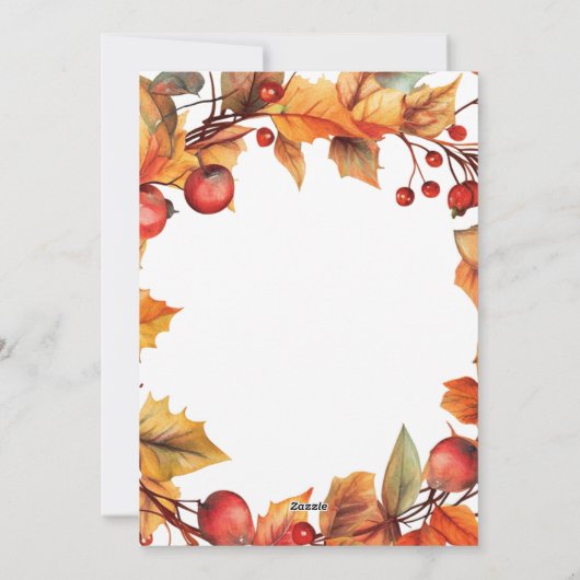 Elegante rustieke herfstkrans Thanksgiving Feestdagenkaart (Achterkant)