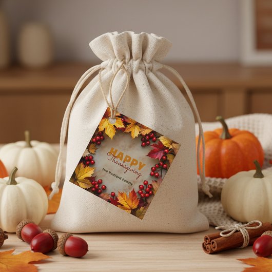 Elegante rustieke herfstkrans Thanksgiving vakanti Bedankjes Labels