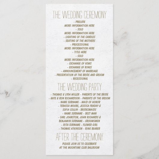 Elegante rustieke herten bruiloft programma's (Achterkant)