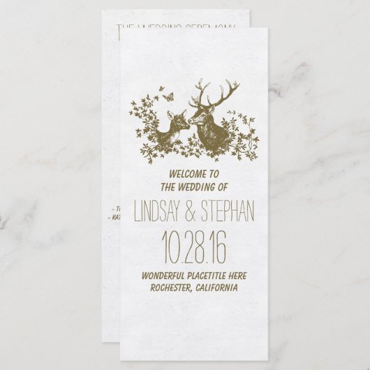 Elegante rustieke herten bruiloft programma's (Voorkant / Achterkant)