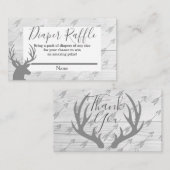 Elegante rustieke hout & herten gewei luier Raffle Informatiekaartje (Voorkant / Achterkant)