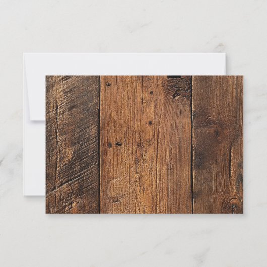 Elegante rustieke houten Boho Westerne bruiloft RSVP Kaartje (Achterkant)