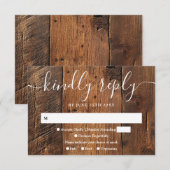 Elegante Rustieke Houten Boho Westerse Bruiloft RSVP Kaartje (Voorkant / Achterkant)