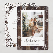 Elegante rustieke houten foto sneeuwvlok feestdagenkaart (Voorkant / Achterkant)