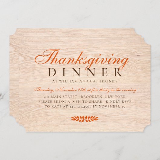 Elegante rustieke houten herfstbladeren Thanksgivi Kaart (Voorkant / Achterkant)