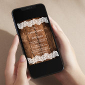 Elegante rustieke houten kant bruiloft kaart