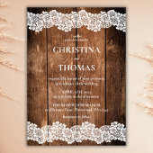 Elegante rustieke houten kant bruiloft kaart