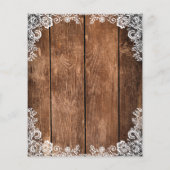 Elegante rustieke houten kant bruiloft uitnodiging flyer (Achterkant)