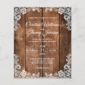 Elegante rustieke houten kant bruiloft uitnodiging flyer (Voorkant)