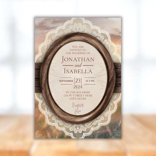 Elegante rustieke houten Lijst bruiloft Kaart