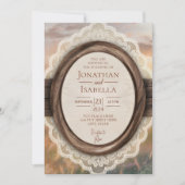 Elegante rustieke houten Lijst bruiloft Kaart (Voorkant)