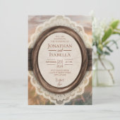 Elegante rustieke houten Lijst bruiloft Kaart (Staand voorkant)