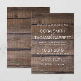 Elegante rustieke houten pallet bruiloft uitnodigi kaart