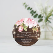 Elegante rustieke houten Rozen bruiloft Kaart (Staand voorkant)